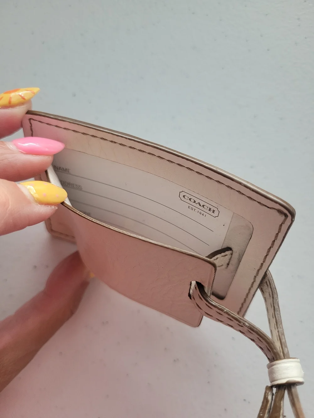 Never Used COACH Ivory Leather Luggage Tag